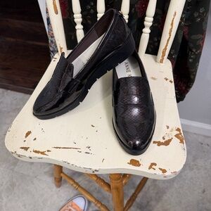 Anne Klein Glossy Dark Pattent Leather Loafers